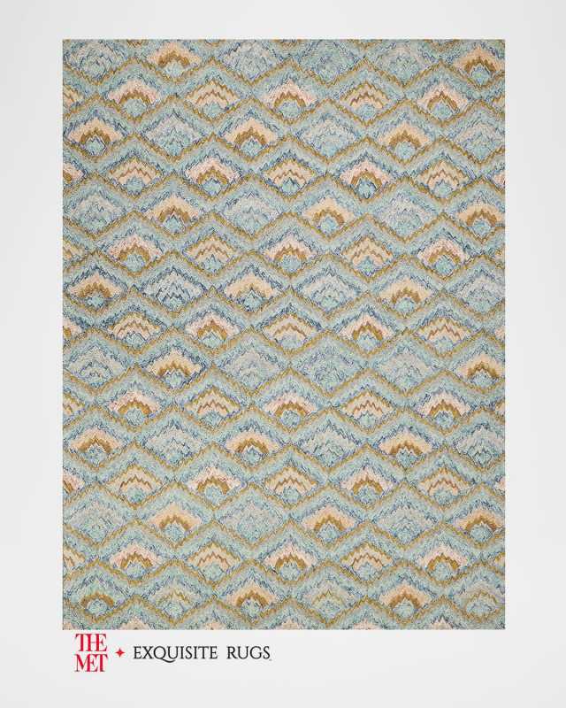 Bargello Hand-Tufted Light Blue Multi Rug, 12' x 15'